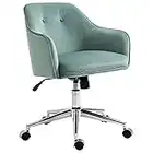 Vinsetto Bürostuhl mit Wippenfunktion Home-Office-Stuhl höhenverstellbarer Schreibtischstuhl ergonomisch 360°-Drehräder Samt-Touch-Polyester Nylon Grün 61 x 59 x 80,5-90,5 cm