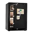 TIGERKING Safe Box, 3.7 Cubic Large Safe, Home Safe with Double Safety Key Lock and Separate Lock Box, Digital Safe with 3 Removable Shelf for Home Hotel Office(Black)