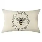 Ogiselestyle Bee Lumbar Pillow Covers, 12 x 20 Inch Farmhouse Spring Summer Cushion Case Decoration for Sofa Couch