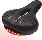 West Biking Bike Seat with Tail Light, Most Comfortable Bicycle Saddle, Wide Soft Gel Cycle Seat Cushion for Road Mountain Bike,Exercise Bikes,Spinning Bike,Hybrid Bike