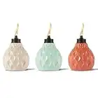 Tiki Marque 15,2 cm Marine Table en Verre Lampe Torche Seaside Escape ; Ivoire, Corail et Bleu 3-Pack