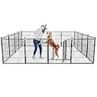 PawGiant Vallas para Perros, Parque para Perros Grandes con Puerta de Doble, Plegable Corralito para Perros, Durable Puerta para Mascotas de Metal para Exterior e Interior, 16 Paneles, 80 x 60 cm