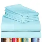 LuxClub 6 PC Queen Sheet Set, Bamboo Sheets Queen Size, Deep Pockets 18" Eco Friendly Wrinkle Free Cooling Bed Sheets Machine Washable Hotel Bedding Silky Soft - Aqua Queen