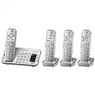 Panasonic Link2Cell Bluetooth Cordless DECT 6.0 Expandable Phone System with Answering Machine and Enhanced Noise Reduction - 4 Handsets - KX-TGE474S (Silver)