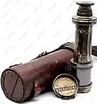 Pirate Brass Telescope, Spyglass Collapsible Monocular Decorative Telescope with Glass Optics for Kids Travel, Hiking, Hunting, Navigation with High Resolution, with Lid and Finish by Black Antique