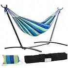 Hammock with Stand, Portable Hammock Stand with 9' Heavy Duty Steel Stand for Outdoor Patio or Indoor with Carrying Case, Blue