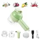 KUMOSAGA 4 in 1 Handheld Electric Vegetable Cutter Set, Electric Garlic Mud Masher Chopper, Portable Mini Wireless Food Processor with Brush for Chili Onion Celery Ginger Meat