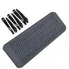 Pochette résistante à la chaleur en silicone, outils de coiffure YuCool avec 2 peignes à queue et 6 pinces pour défrisant, fer à friser, fer à friser, brosse à friser, noir