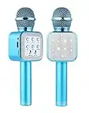 Microphone de karaoké sans fil Bluetooth 5 en 1 microphone de karaoké portable avec lumières LED, microphone portable pour les enfants