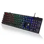 RisoPhy USB Mechanische Gaming-Tastatur,RGB 104 Tasten Ultradünne Gamer mit Blauen Schaltern(Taktil & Klickend),Anti-Ghosting/Spritzwassergeschützte -Deutsches QWERTZ-Layout