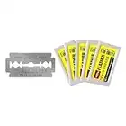 Feather Double Edge Safety Razor Blades - (50 Count) - Platinum Coated Hi-Stainless Steel Razor Blades - Fits Most Safety Razors - Super Sharp for Close Shaves - Japanese Quality