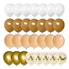 Brown and Nude Latex Balloons Set, 50 Pcs 12 Inch Tan Brown Nude White Gold Confetti Party Balloons for Birthday Baby Shower Engagement Wedding Anniversary Party Decorations