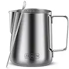 Milk Frothing Pitcher, 12oz 20oz 32oz Espresso Steaming Pitchers Stainless Steel Cappuccino Coffee Machine Accessories Barista Tools Steamer Froth Pitchers Milk Jug Cup with Decorating Pen Latte Art