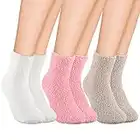 3 Pairs Fluffy Socks for Girls Women Fuzzy Bed Socks Winter Warm Cozy Slipper Socks Soft Fleece Sleep Socks Thermal Fluffy Home Crew Socks for