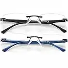 VVDQELLA Luz Azul Gafas de Lectura Bloqueo de la luz azul 2 PCS HD de una sola pieza contra los rayos UV y azul gafas de lectura de la computadora 2.5x