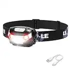 LE Rechargeable LED Headlamp, Dimmable Flashlight Headlamp with 5 Light Modes and Adjustable Headband, USB Cable Included, Rechargeable Headlights for Camping Hunting Climbing Running Outdoor