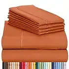 LuxClub 6 PC Queen Sheet Set, Bamboo Sheets Queen Size, Deep Pockets 18" Eco Friendly Wrinkle Free Cooling Sheets Machine Washable Hotel Bedding Silky Soft - Autumn Orange Queen