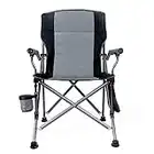 Carvapet Silla de Camping Plegable,Silla de Acampada Plegable Acolchada Respaldo Alto con Portavasos Bolsa Lateral Soporta 350 Libras(Gris)