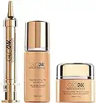 GLO24K UNLEASH THE POWER OF GOLD Complete Eye Care Set with our 24k Instant Facelift Cream, Eye Treatment Cream, and Eye Serum. Skin Serum Formulated to Treat the Delicate Skin around the Eyes