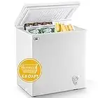 5.0 Cubic Feet Chest Freezer Small Deep Freezers with Removable Storage Basket Free Standing Top Door Compact Freezer 7 Gears Temperature Control Energy Saving for Office Dorm Apartment