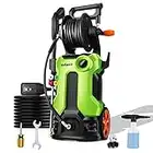 mrliance Electric Pressure Washer 2.1GPM High-Pressure Power Washer Machine with Hose Reel, 4 Spray Tips, Soap Bottle, 1800W Car Washer, Pressure Cleaner for Fences Patios (Green)