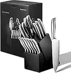 Knife Set, 16 Pieces Kitchen Knife Set with Block, High Carbon Stainless Steel Chef Knife Set, Hollow Handle, Ultra Sharp, Silver, Black