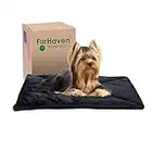 Furhaven Small Cat Bed ThermaNAP Quilted Faux Fur Self-Warming Pad, Washable - Black, Small