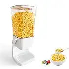 Drstarful Countertop Single Cereal Dispenser, 5.5Litre Large Dry Food Container Dispenser with Airtight Lid, Kids Friendly Candy Snack Dispenser for Oatmeal Candy Nuts Rice Storage, Easy to Use, White