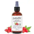 PURA D'OR (118 ml) Rosehip Seed Oil 100% Pure Cold Pressed For Face, Hair, Skin & Nails, Men & Women (Packaging may vary)