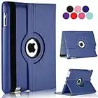 Vultic [Rotating] Case for iPad Air 2 (2014), 360 Degree Stand [Auto Sleep/Wake] Folio Leather Smart Cover (Navy Blue)