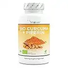 Curcuma bio - 365 gélules - avec curcumine de curcuma et pipérine de poivre noir bio - Haute dose - Vegan