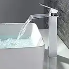 Homelody Robinet Salle de Bain Cascade Mitigeur Lavabo Haut Robinet Lave Mains Corps en Cuivre Durable Robinetterie Design Elégant Mélangeur Lavabo Chromé