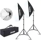 RALENO Softbox Lighting Kit 2X20"X28" Professional Photography Continuous Lighting Equipment with 2 x 85W E27 Socket 5500K Bulbs for Portraits and Product Shooting