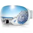 findway Masque de Ski Magnetique, Lunettes de Ski Femme Homme OTG pour Snowboard et Ski Anti-buée, Anti-UV 400,Argent Interchangeables Lentille Sphérique