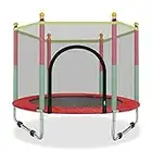 CHSCUNG TRAMPOLIN, CAMA ELÁSTICA, para niños, con red protectora de cierre deslizante, azul, rojo