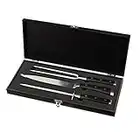 Professional Sabatier Carving Knife Set with Carving Fork and Sharpening Steel - 3 Piece Carving Set X50CrMov15 Stainless Steel Razor Shape Blade - Full Tang Riveted Handles - Wooden Boxed