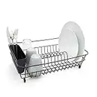 simplywire - Dish Drainer - Anti Rust Drying Rack – Cutlery Basket - Black Plastic Coated Steel