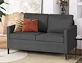 TYBOATLE Fabric Modern Loveseat Sofa Couch for Living Room, 51" W Upholstered Love Seats 2-Seater Furniture w/Iron Legs for Compact Small Space, Apartment, Bedroom, Dorm, Office (Dark Grey)