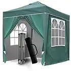 SANHENG Pop Up Gazebo, Pop Up Tent with Weights, Fully Waterproof, All Weather Gazebo ideal for Outdoor Party Camping (2x2m,Green)