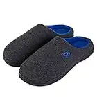 DL Mens Memory Foam Slippers Slip on, Comfy House Slippers For Mens Indoor Outdoor, Cozy Men's Bedroom Slippers Warm Soft Flannel Lining Closed Toe Man Slippers Size 13-14 Gray Blue