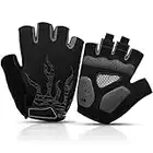 BTNEEU Gants Cyclisme Demi-Doigts Gants Velo Gel Anti-Choc Anti-Dérapage, Respirant Gant Demi Doigt Mitaines Velo Homme, Gants VTT Gel Été de Fitness Sport Escalade pour Homme et Femme (Noir, L)