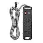 Monster Pro MI Professional Surge Protector Power Strip with Fireproof MOV Technology for Computers, Amplifiers, Pedal Boards, and Pro Audio Gear - 1960 Joule, 15 ft Cord, 8 Outlet, 2 USB