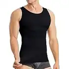 MOLUTAN Mens Compression Shirt Slimming Body Shaper Vest Sleeveless Waist Traner Workout Tank Top Tummy Control Shapewear (Black, Medium-Large)