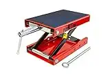 PEAKTOW PTM0101 Heavy Duty 950 LB Wide Deck ATV Motorcycle Bike Scooter Scissor Lift Jack Crank Stand with Safety Bar