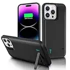 Gladgogo Cover Batteria per iPhone 14 Pro, (6000mAh) Cover Ricaricabile Custodia Batteria Cover Caricabatteria Battery Case con Cavalletto, [6,1"] Carplay Supportato Power Bank Backup Charger Case