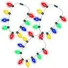 Christmas Light Necklace Bulb Holiday Xmas Party Favors Flashing Light Necklace Novelty Gifts for Kids Adults Funny Xmas Gifts Christmas Decorations Colorful String Lights Halloween Batteries Included