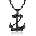 Feraco Anchor Necklace for Men Vintage Navy Nautical Pirate Pendant Stainless Steel Anchor Chain Necklace, 21.6 inch