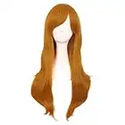 MapofBeauty 28 Zoll/70cm Langes Lockiges Seitenschläger Haarspitzen Kostüm Cosplay Perücke (Goldene Orange)