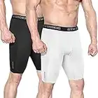 BROKIG Men's 2 Pack Gym Compression Shorts, Lightweight Athletic Undershorts Quick Dry Workout Running Shorts for Men (Black/White,Medium)