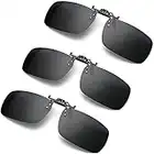 Clip on Sunglasses for Men Women Clip-on Over Prescription Eyeglasses Easy Flip up Polarized Shades (3 Pack)